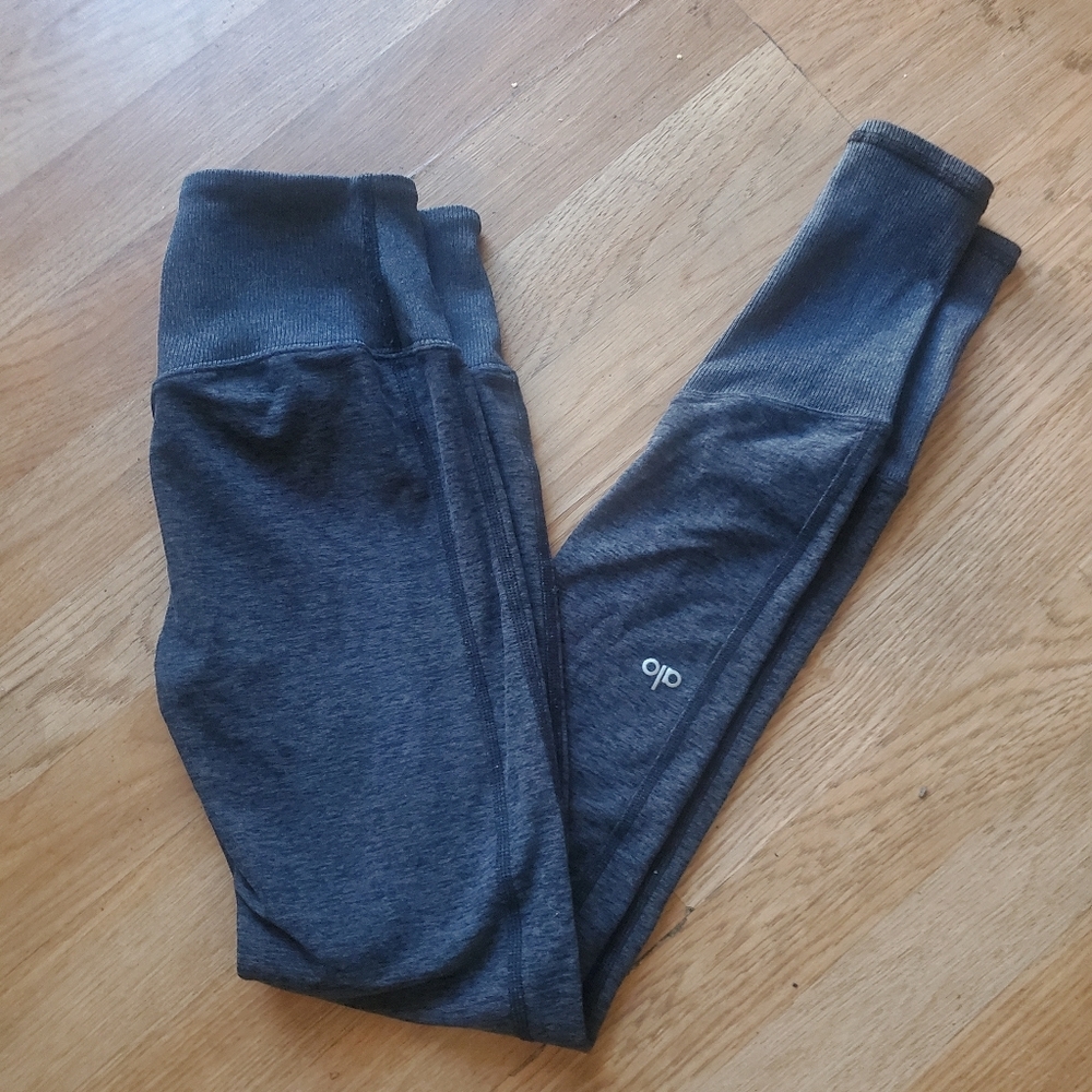 ALO Yoga Charcoal Gray Leggings - Slim Active Bottoms, Size Small